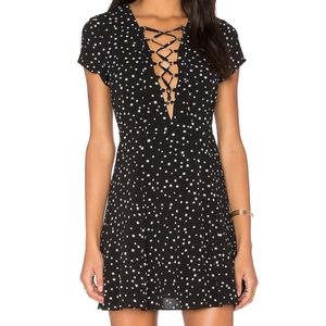 WYLDR star print lace up "Goldie" dress